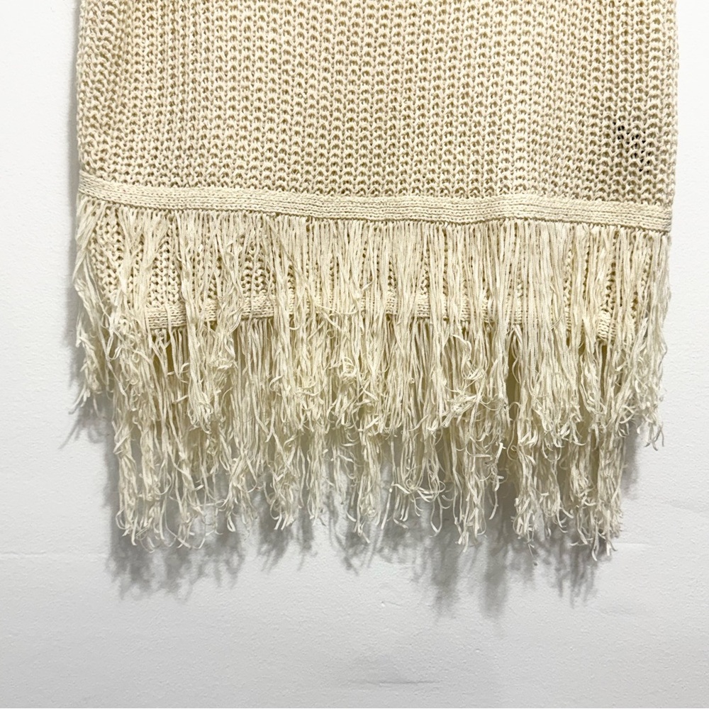 Ark & Co Fringe Hem Knit Sleeveless Top Cream Size Small - Picture 6 of 7